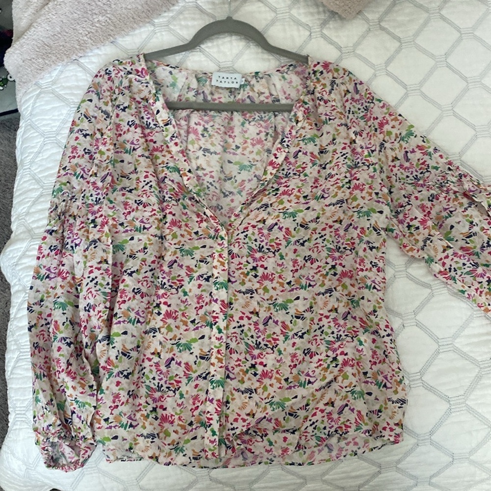 TANYA TAYLOR size 10 floral blouse